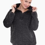 Quilted Mineral-Wash Half-Zip Pullover